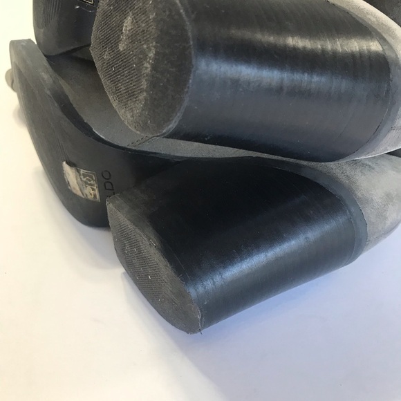 Aldo knee-high distressed leather boots size 6.5 block heel 3” Gray/ Light Green - Picture 4 of 8